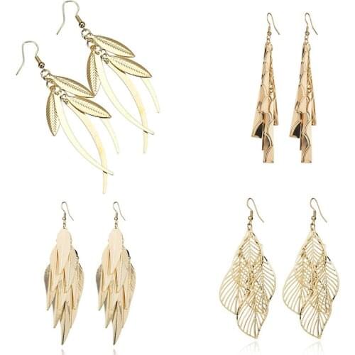 Fashion Handmade Women Leaf Earrings Bridal Romantic Hanging Dangle Earrings Drop Earing Modern Female Jewelry
