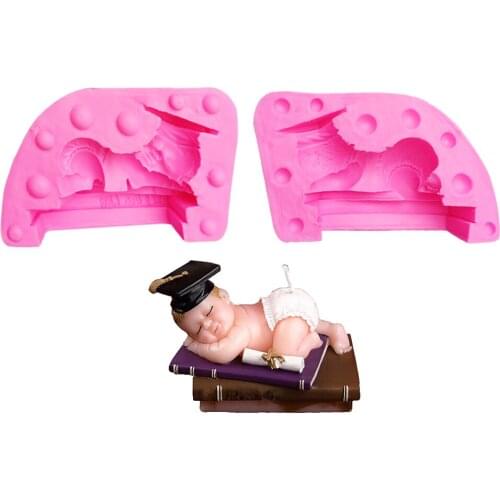 Lovely Doctor baby sleeping shaped candle mold cake tools DIY silikon form silicone handmade soap mould T1021