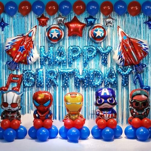 Disney Marvels Avengers Theme Childrens Happy Birthday Party Decoration Balloon Package Baby Shower Decorations Balloons Toy