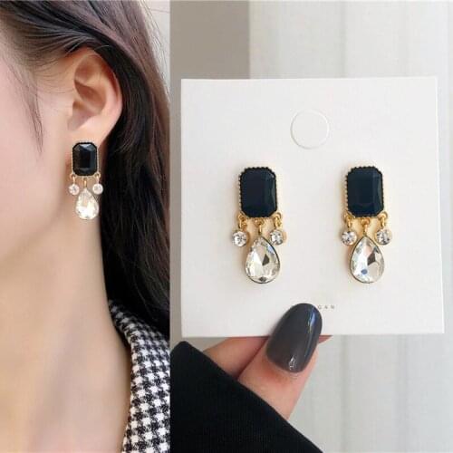 Baroque Vintage Rectangular Acrylic Rhinestone Water Drop Pendent Earrings for Women Girl Ear Jewelry Gift 2021 Trend New Arriva