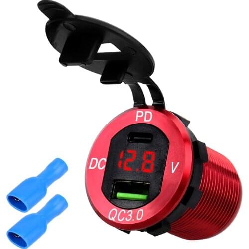 Charger Socket For Car RV Truck Motorcycle Yacht Power Outlet Adapter Waterproof 40W PD Type-C QC3.0 USB 12-24V