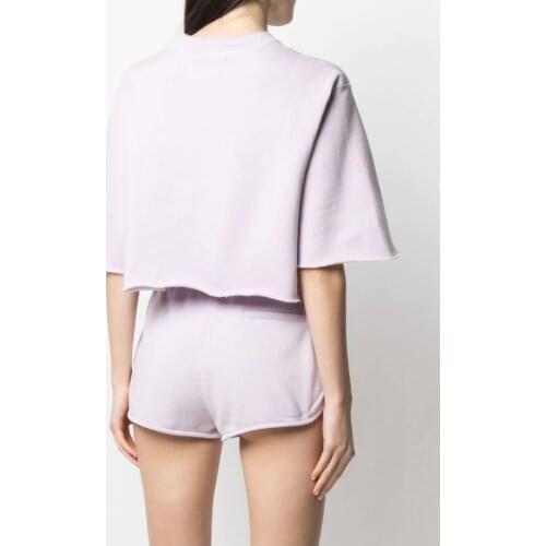 2021 New Summer Cotton Printed Short T-shirt Casual Versatile Round Neck Hem Loose Design Versatile Short Sleeve Top Women I1