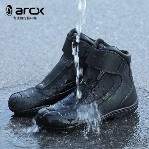 1pair ARCX Motorcycle Boots Off-road Racing Cowhide Leather Waterpoof Reflective Boots Racing Leather Ankle Breathable Shoes