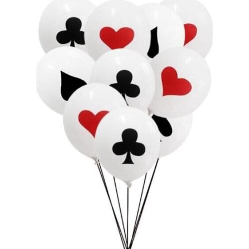 10pcs/lot 12inch Spades/Hearts/Clubs/Diamonds Latex Balloon Casino Cards Dice Poker Party Supplies Decor Playing Cards Poker