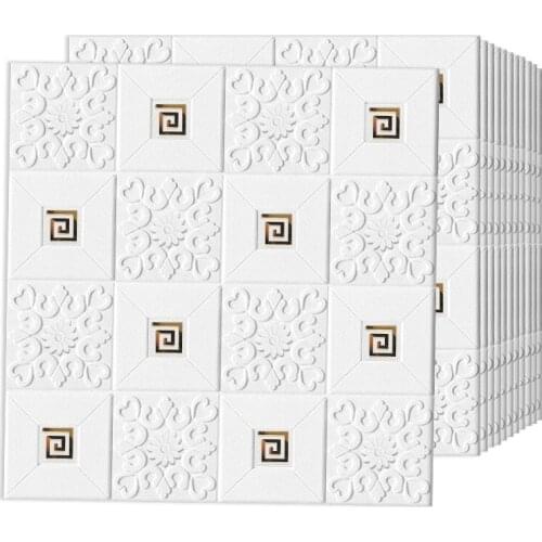 6/12pcs 70*70cm Foam Ceiling Stickers Panel Roof 3D Stereo Self Adhesive DIY Wallpaper Wall Living Room Kid Bedroom Home Decor