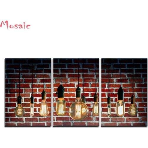 DIY Diamond Embroidery 3pcs Edison Style Filament Light Bulbs Cross Stitch Mosaic diamond painting Pattern Full Rhinestone Home