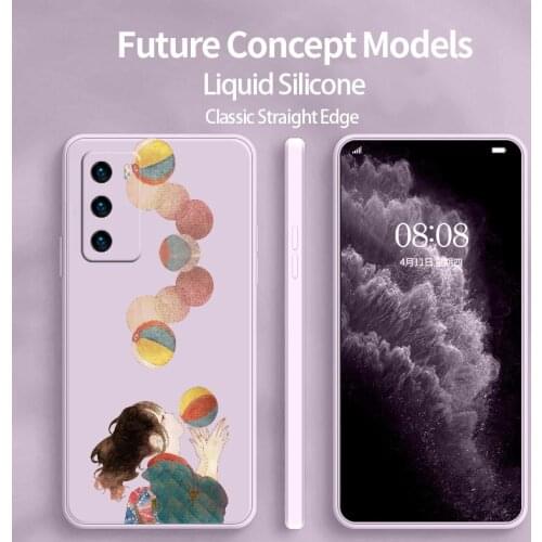 Oil Painting Girl Phone Case For Huawei P40 P40Lite P30 P20 Mate 40 40Pro 30 20 Pro Lite P Smart 2021 Y7a Liquid Silicone Cover