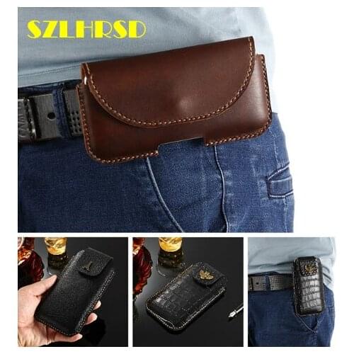 Genuine Leather Phone Pouch Belt Clip Bag for Blackview BV8000 Pro Case with Pen Holder Waist Bag Outdoor Sport Phone Cover