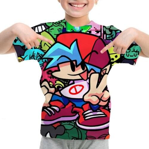 New Kids Friday Night Funkin T-shirt 3D Childrens Tshirt Summer Short Sleeve Harajuku Tops Tees 2021 Video Game Fashion Clothes