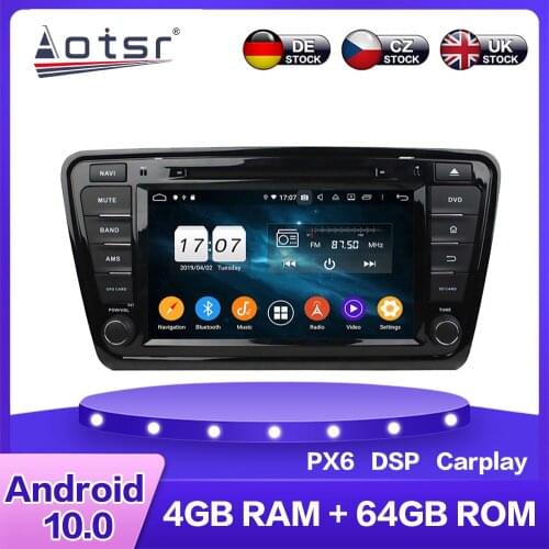 For Skoda Octavia 2014+ Android10 Car Multimedia DVD Player 4+64GB Auto GPS Navigation Stereo Radio DSP Carplay WIFI BT Headunit