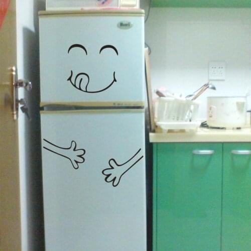 Cute Sticker Fridge Happy Delicious Face Kitchen Fridge Wall Refrigerator Vinyl Stickers Art Wall Decal Home Decor 2018a19