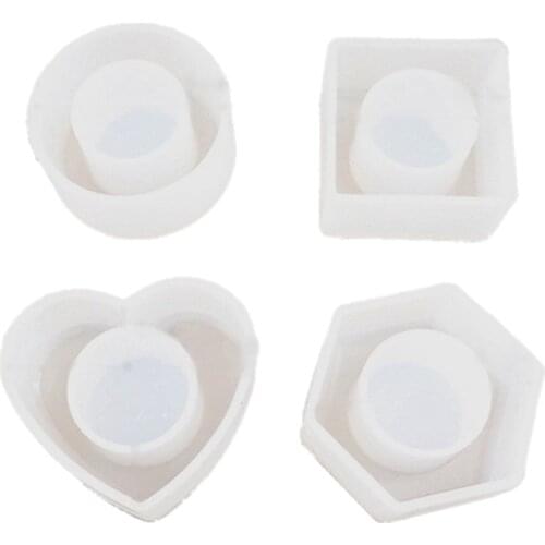 N0HE 4 Shapes Minimalist Napkin Holders Ring Resin Molds Kit Round Sqaure Heart Hexagon Napkin Buckles Resin Casting Mold Kit