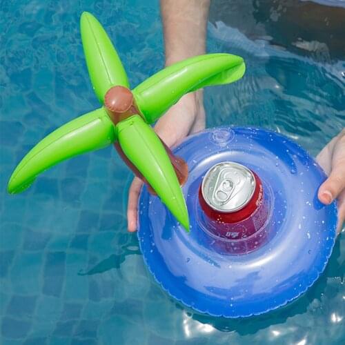 Mini Coconut Tree Inflatable Drink Coasters Beverage Cup Stand Holder Floating Toy Summer Water Swimming Pool Beach Party