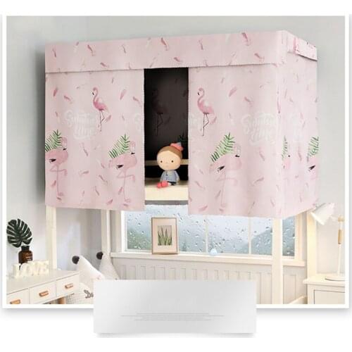 Printed Dormitory Bed Curtain With Rope & Clasp College Single Bed Shade Cloth for Bunk Bed 2x1.2m/2x1.5m E7