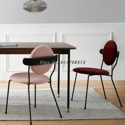 Nordic light luxury dining chair home wrought iron creative chair backrest solid wood simple makeup chair net red ins dressing