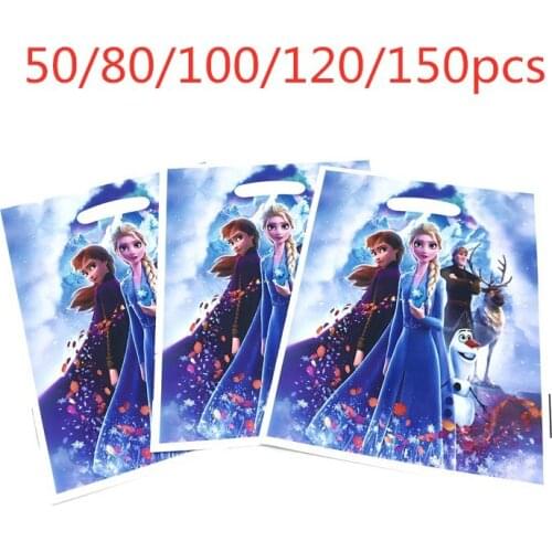 Disney 16*25cm Plastic Gift Bag Frozen Anna and Elsa Princess Loot Bag Kid Girl Birthday Party supplies Cartoon Theme Decoration