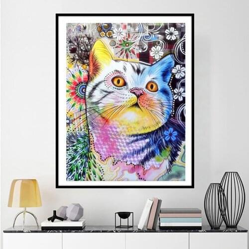 Full Square/Round 5D DIY Diamond Painting Color cat pictures Of Rhinestones Mosaic Diamond Embroidery home decoration kit FG1676