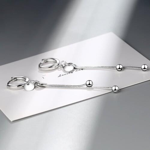 925 sterling silver earrings for women Long earrings ball pendant tassel earrings S925 sterling silver jewelry wholesale