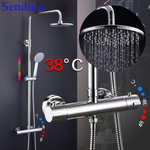 Electroplated Silver Thermostatic Bathroom Shower System Wall Mounted Brass Faucets Pvc Pressure 2 Handle Faucet Portable Shower