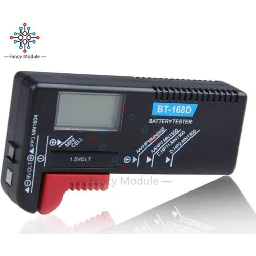BT-168 LED Universal Digital LCD Battery Checker Volt Tester Cell AA AAA C D 9V 1.5V Button