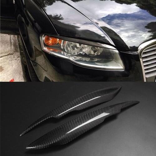 Carbon Fiber Headlight Cover Eyebrows Eyelid Trim Sticker For Audi A4 B7