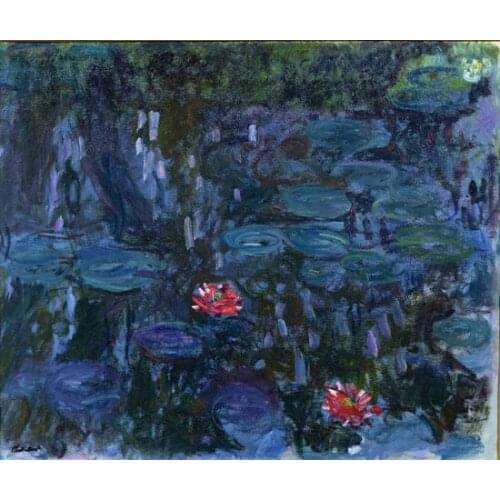 Claude Monet Water Lilies Purple Flowers Canvas Wall Art for Home Office Living Room Wall Decor