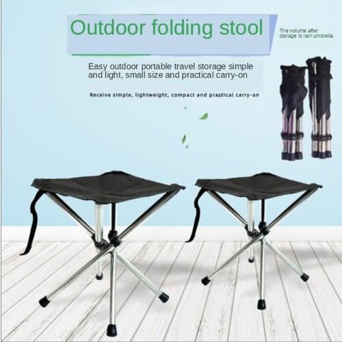 Retractable stool folding portable stainless steel outdoor folding bench camping beach stool fishing folding chair