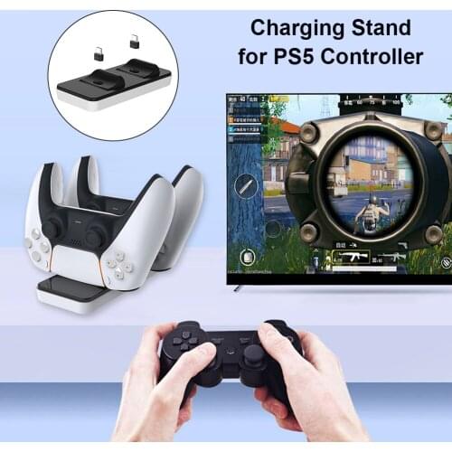 Dual USB C Charging Cradle with USB Cable for DualSense Controller Charger for PlayStation 5 PS5 Wireless Controller