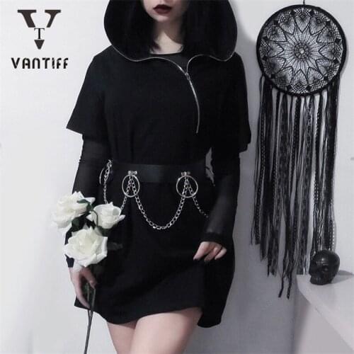 Women Dress European and American Students Hooded Girl Ins Wind Personality Loose Short Sleeves Wear Long Clothes