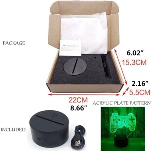 1 Pc Creative 3D Illusion Gamepad Shape LED Night Light Idea Color Changing Desk Night Lamp for Kids Child Bedroom Decor Game