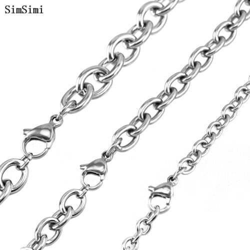 4/6/8mm Width Link Chain Necklace Stainless Steel Colar for Men Women No Fade No Nickel Wholesale 10pcs
