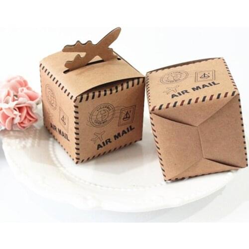 10Pcs Aircraft Shape Kraft Paper Candy Box Airplane Gift Box Packaging for Happy Birthday Wedding Baby Show Party Favor Boxes