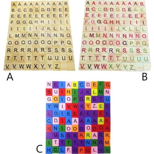 100 Pcs Wooden Scra-bble Tiles, Scra-bble Letters for Crafts, Making Alphabet Coasters and Scra-bble Crossword Game