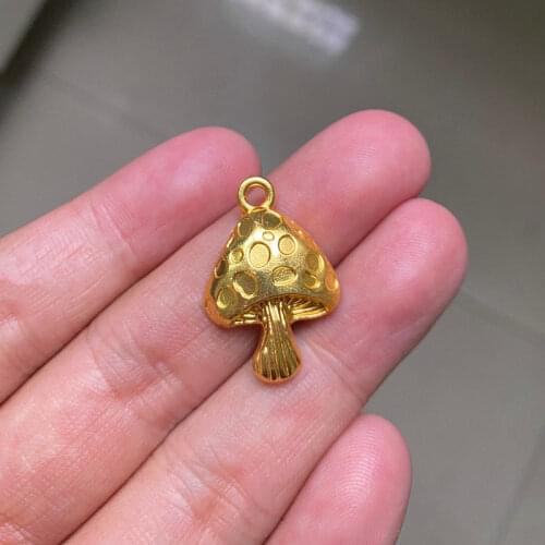 24p Charm Mushroom Antique Gold Silver Color Pendant 26*17mm DIY Handmade Necklace Accessories Jewelry Making Supplies wholesale