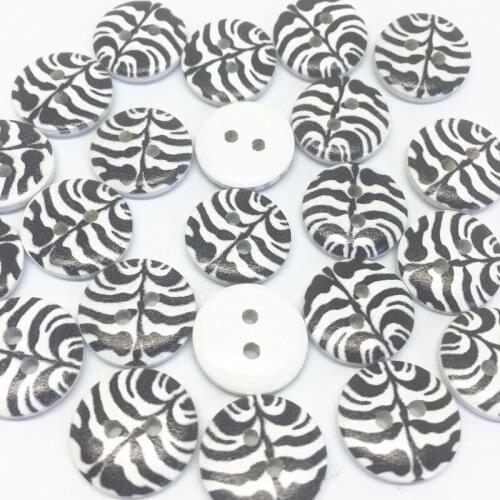 50pcs 15mm Wooden Round Zebra Pattern Painted Buttons 2 Holes For Sewing Scrapbooking Decorative Crafts DROP SHIPPING