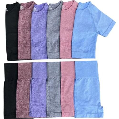 9 Colors Seamless Yoga Set Sport Women Fitness Gym Clothing Sports Shirt High Waist Gym Shorts Gym Set Sports Suits