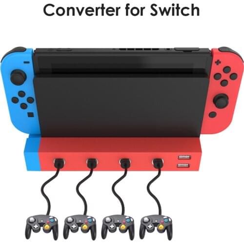 For Nintendo GameCube Wired Controller Adapter 4 Ports Controller Adapter with 2 USB Ports