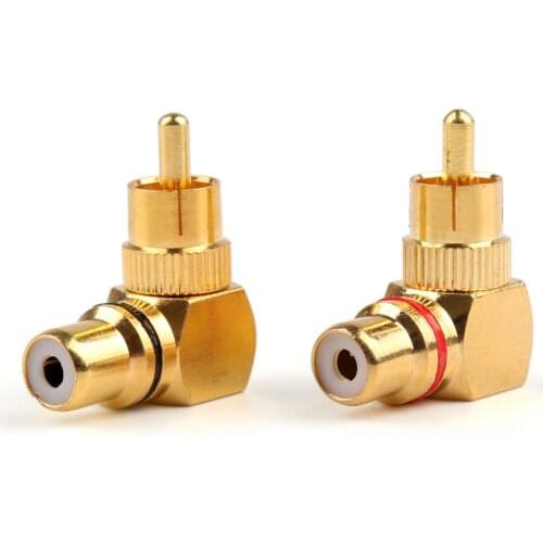 Areyourshop Brass RCA Right Angle Connector Plug Jack Adapters Male To Female 90 Degree 24 Pcs Wholesale for Wire Cable