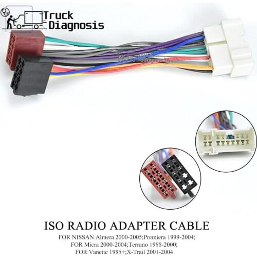 Car ISO Radio Plug Wiring Harness for Nissan Almera Premiera Micra Terrano Vanette X-Trail Wire Adapter 12-018