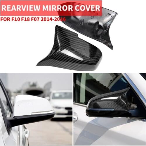 Car Styling Real Carbon Fiber Rear Mirror Rearview Cover Trim Sticker Exterior Deca For BMW F10 F18 F07 530 535 52Li 2014-2016