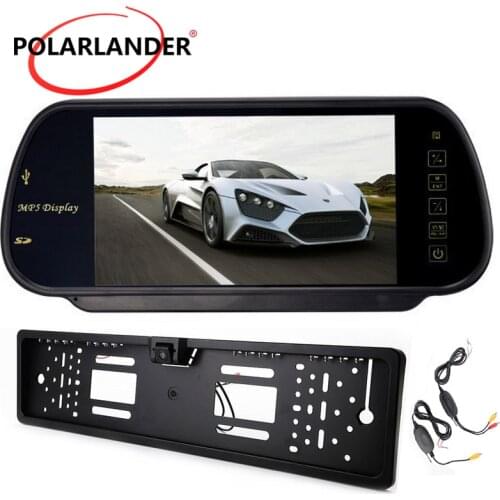 Wireless Transmitter Reversing Camera Rear Mirror EU Silver/Black Plate 7 Inch TFT LCD Parking System Car Monitor MP5 USB/SD/FM