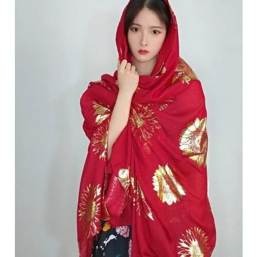 180*130Cm Large Red Scarf Flowers Pattern Female Vintage Gilding Spring Summer Thin Sunscreen Scarf Hijabs Shawls