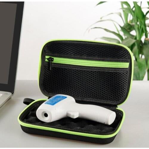 Shockproof Waterproof Storage Case For Ear Forehead Digital Infrared Thermometers Storage Box Portable Zipper Bag With Lanyard