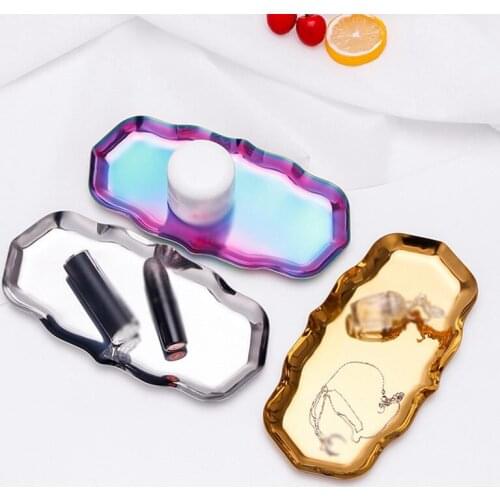 Colorful Stainless Steel Snack Tray Wave Metal Jewelry Storage Trays Bedroom Desktop Cosmetic Storage Container Home Decor