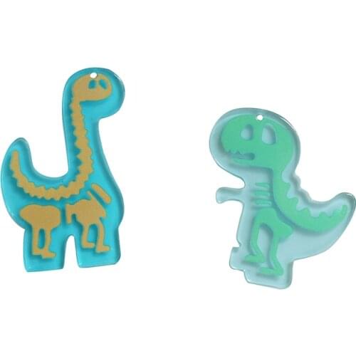 DIY Jewelry Findings Ornament Accessories Cute Resin Charms Kawaii Animal Dinosaur Earring Necklace Floating Pendant 20pcs