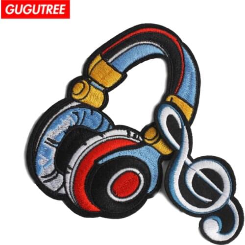 GUGUTREE embroidery big handset patches note patches badges applique patches for clothing ZK-130