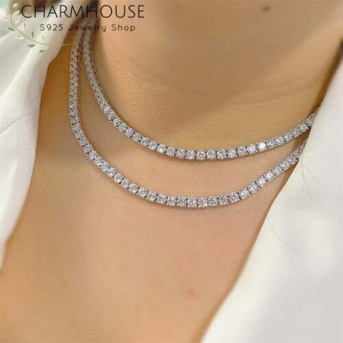 HipHop Rapper Necklaces For Man Women 1 Row Zirconia Chain Necklace Collier Crystal Rhinestone Choker Necklace 2020 New Jewelry