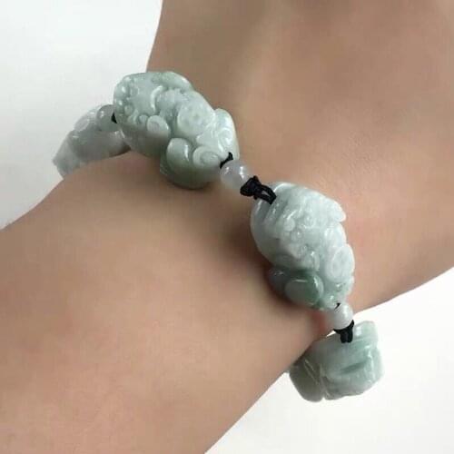 Customized Natural Jade Emerald Pixiu Bracelet Adjustable Bangle Jewellery Fashion Accessories Hand Knotting Woman LUCK Amulet