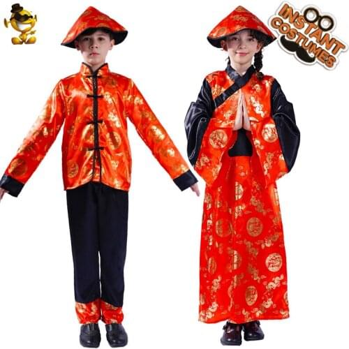 Carnival Child Tong Suit Costume Halloween Girls Boys Party Cosplay Purim Clothing for Kids Chinese Traditional Tang Costumes