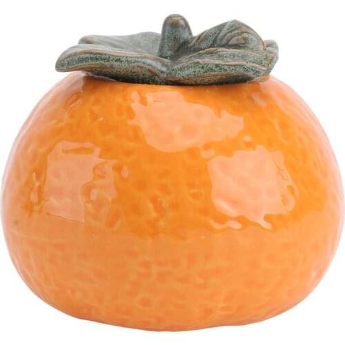 1Pc Ceramic Tea Jar Tea Canister Orange-Shape Tea Storage Can Kitchen Organzier Home Decor Ornament Artificial Fruit